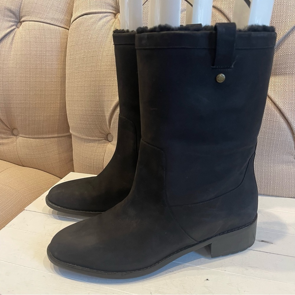Cole Haan Jessup Genuine Shearling Lined Boot Black Leather Women’s Sz 10